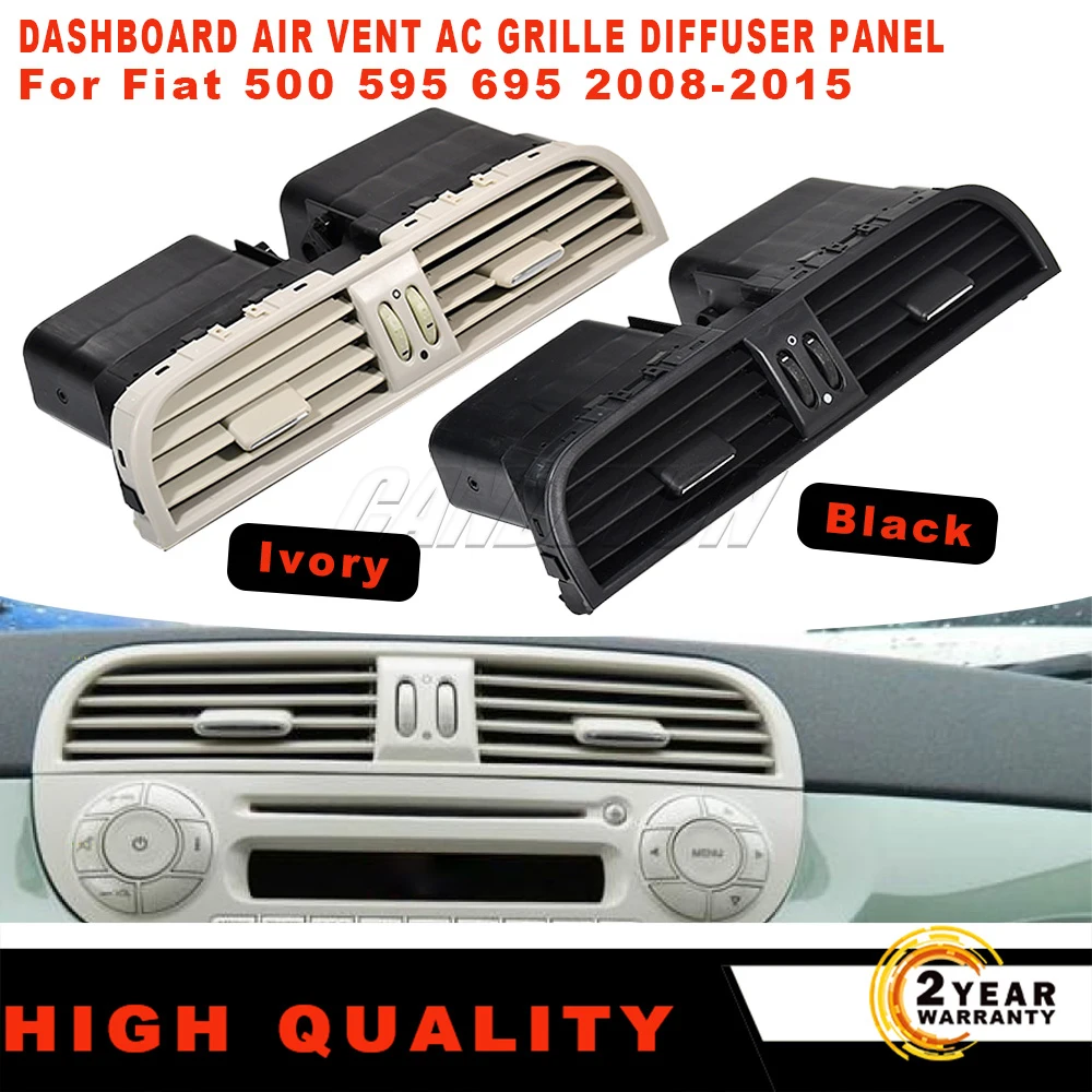 

Для Fiat 500 595 695: Новая центральная передняя решетка воздуховода кондиционера (диффузор) для приборной панели, цвет слоновая кость/черный, простая установка, автомобильные аксессуары