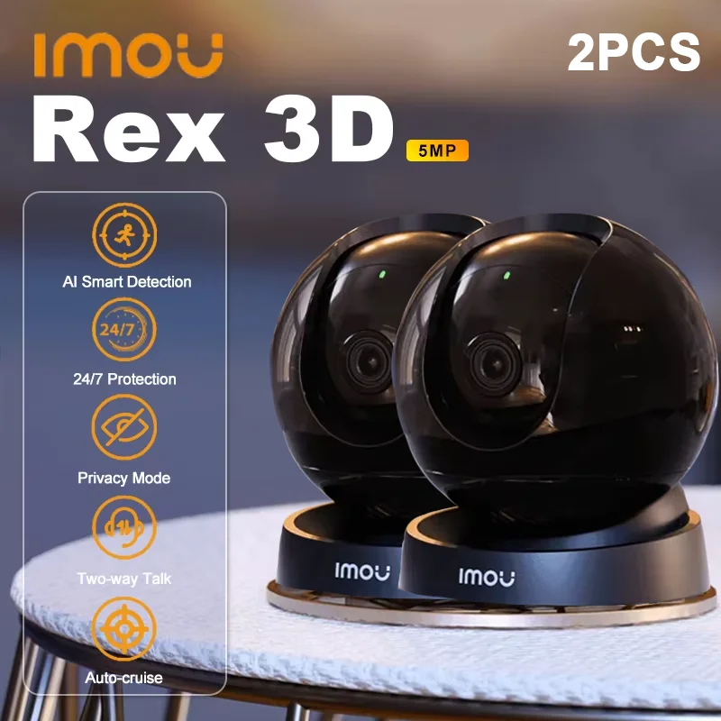 IMOU 2PCS Rex 3D 5MP Two Way Talk Indoor Wifi Security Camera Human Pet Detection AI Smart Tracking  Night Vision Baby Monitor