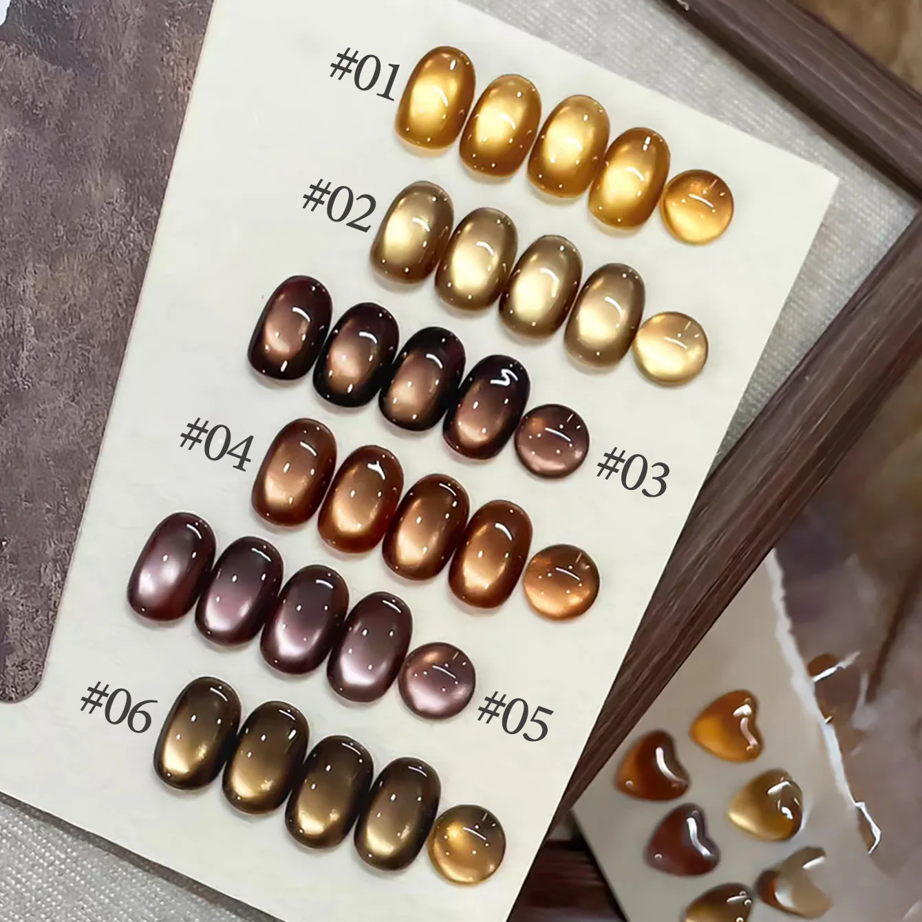 1pcs SHAKA Autumn And Winter Atmosphere Amber Cat's Eye Gel Nail Polish Golden Brown White Versatile Nail Enhancement Supplies