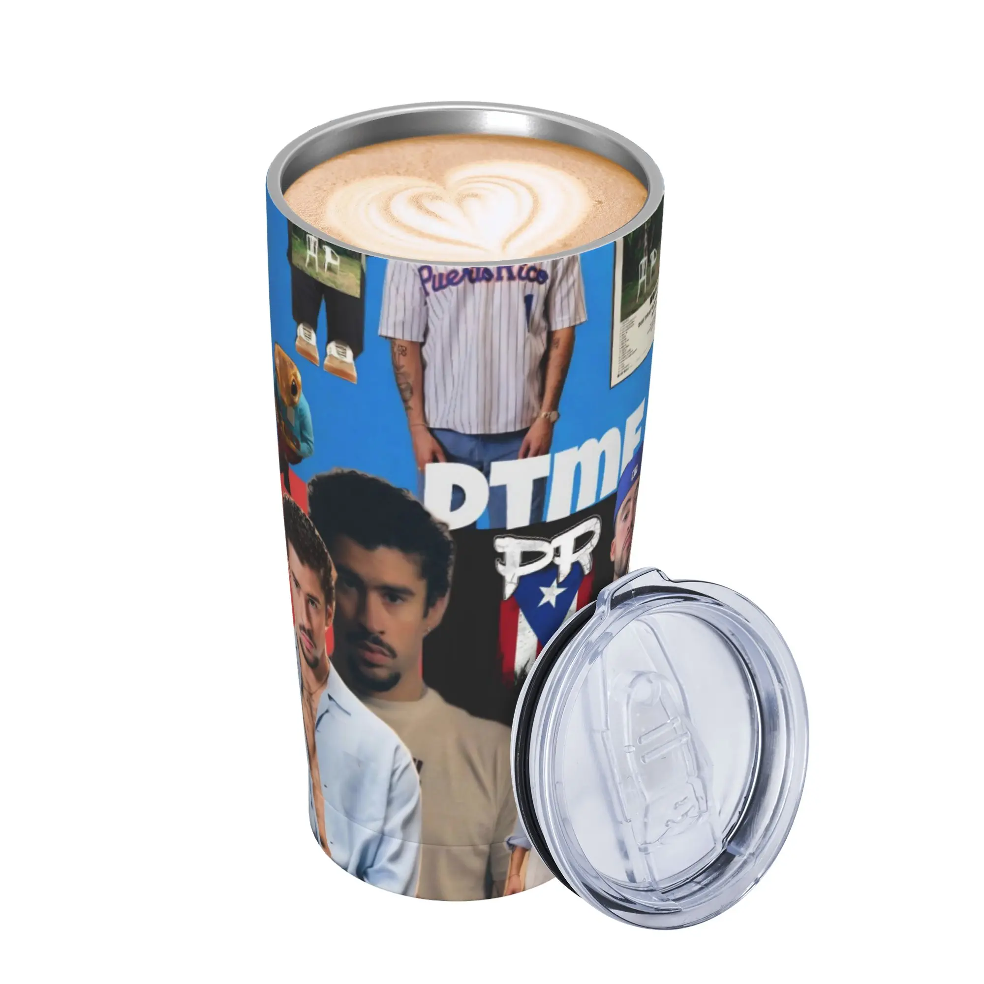 Bad Bunny DTMF Tour 2026 Tumbler Vacuum Insulated  Coffee Cups with Lid Straw Travel Outdoor Mug Water Bottle 20oz