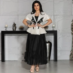 Customized Evening Charmeuse Pattern Ruffle Valentine's Day A-line Square Neck Bespoke Occasion Gown Midi Dresses Saudi Arabia