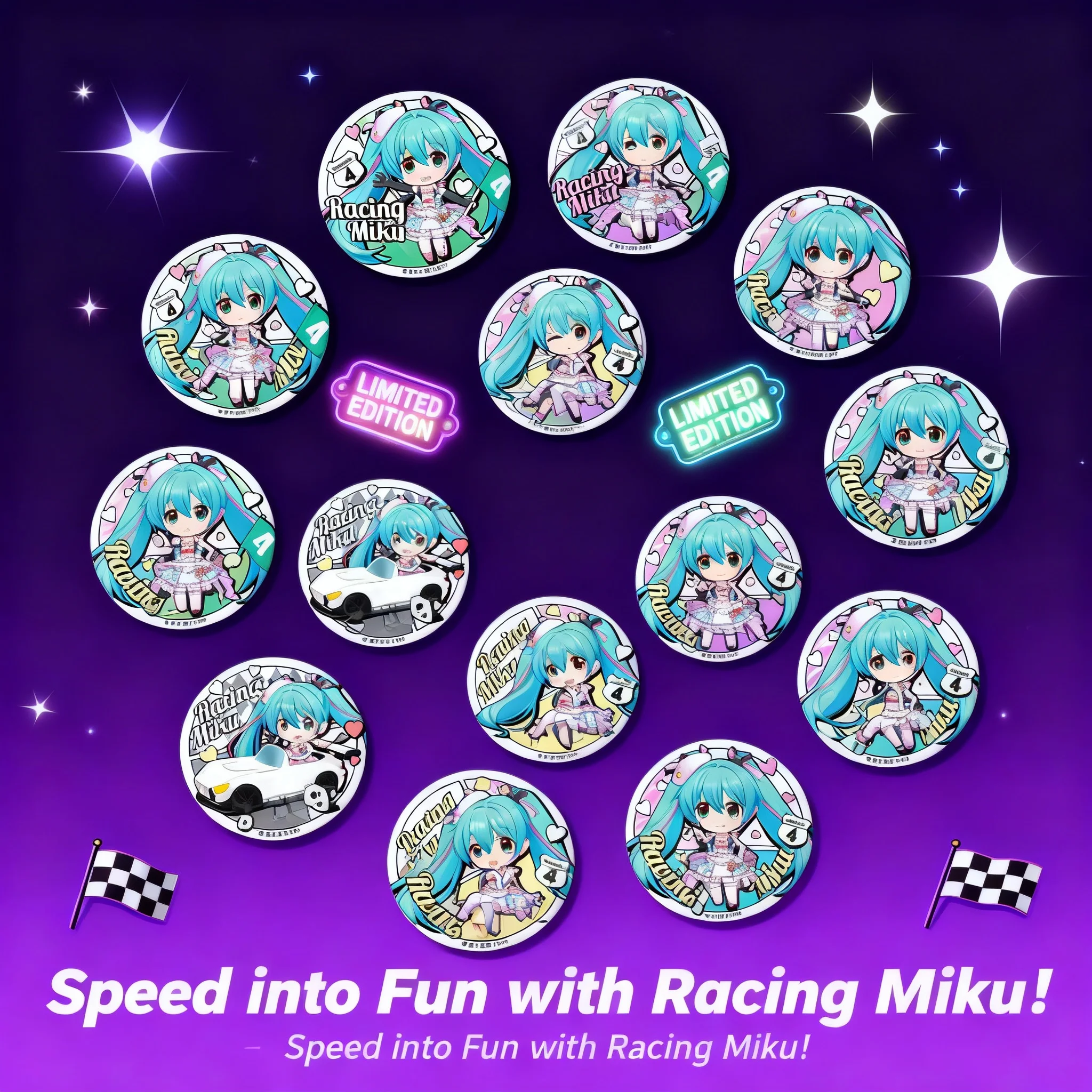 2019 Racing Miku Badge Q Version Anime Character Pin Brooch Cute Moe JQ Manga Merchandise Ready Stock