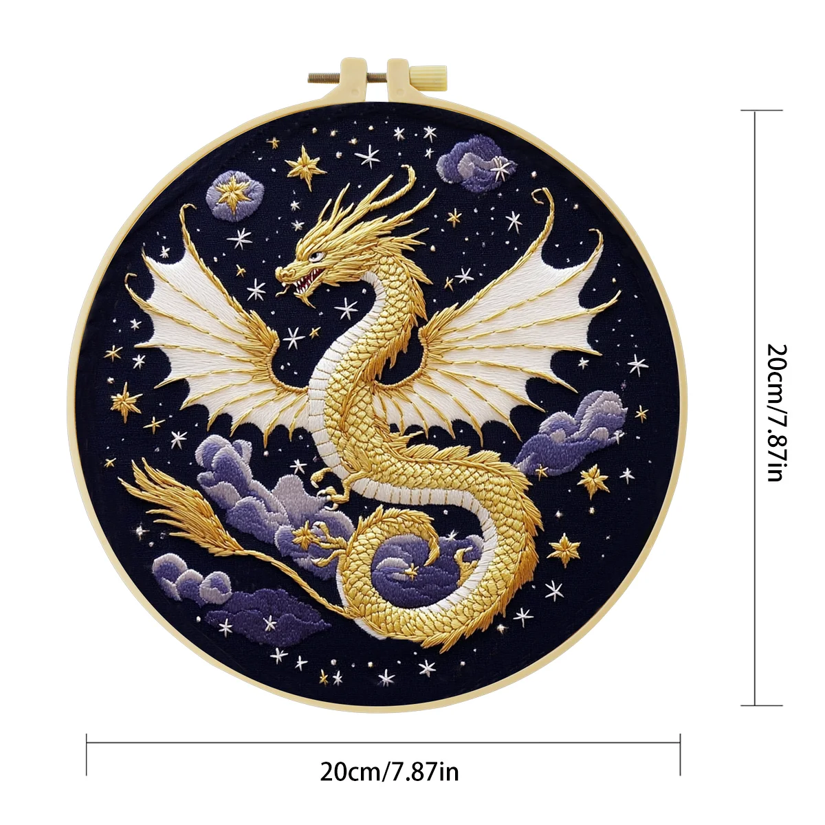 1 Stück 20X20CM/15X15CM 7,87/6,3 Zoll Drachen-Stickerei-Starter-Kit DIY-Kit DIY-Stickerei-Set Handarbeiten Heimdekoration Nadelkunst – Detail 4
