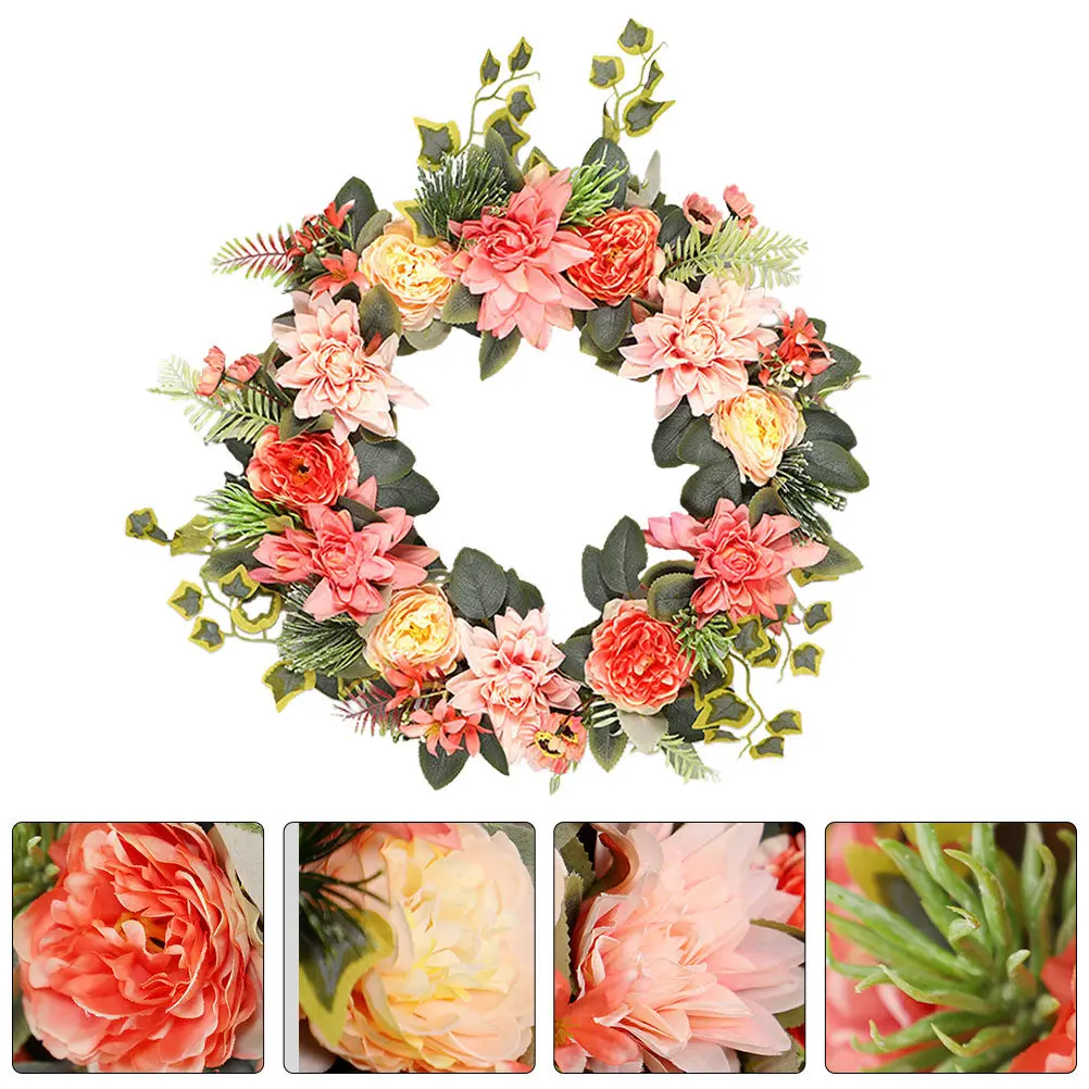 

Изысканный искусственный венок из георгинов, 1 шт., реалистичная настенная гирлянда для декора дверей, свадеб, вечеринок, дома, праздничной атмосферы