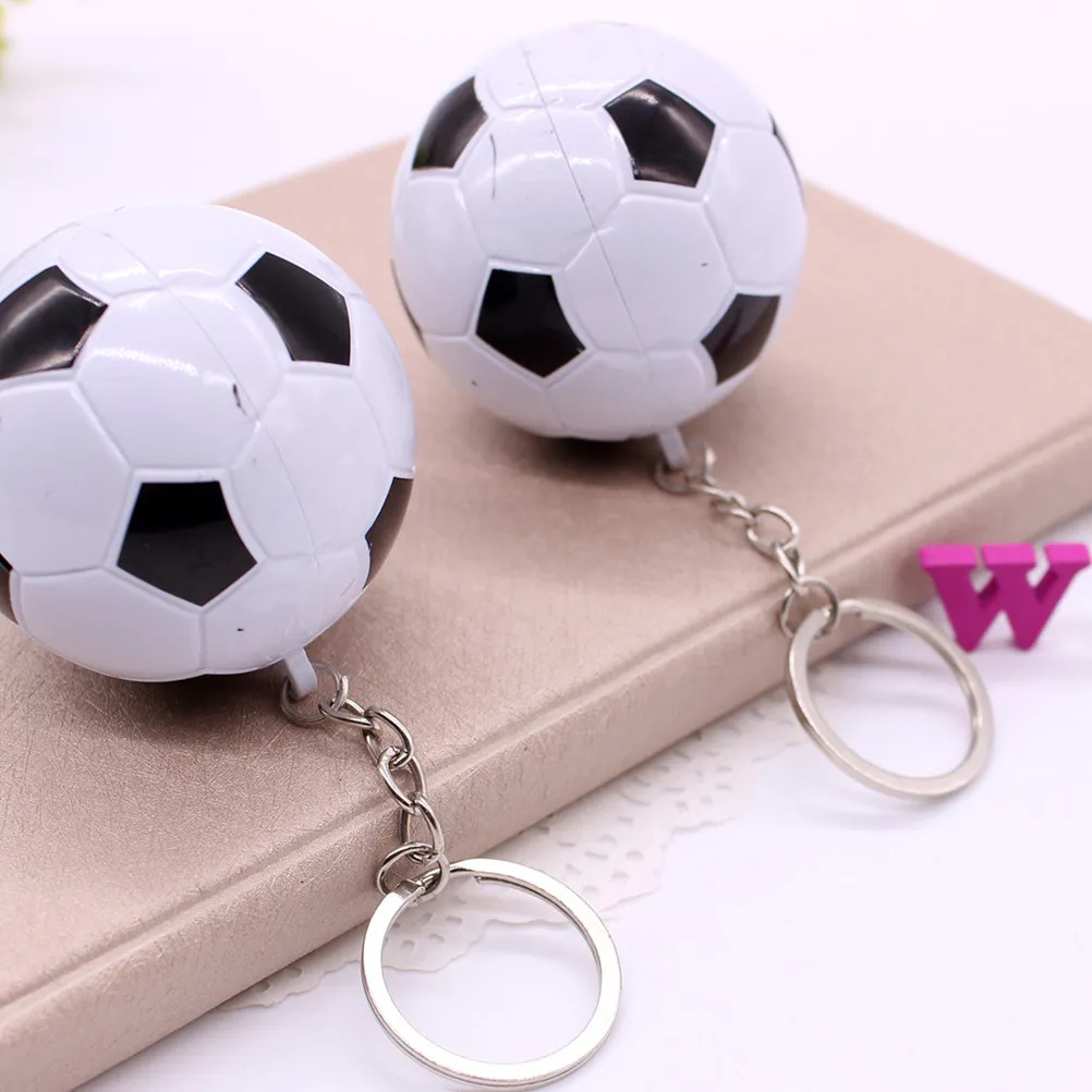 10Pcs Soccer Keychain Pen Retractable Blue Ink Ballpoint Pen Fine Point Metal Plastic Construction Compact Lightweight Novelty
