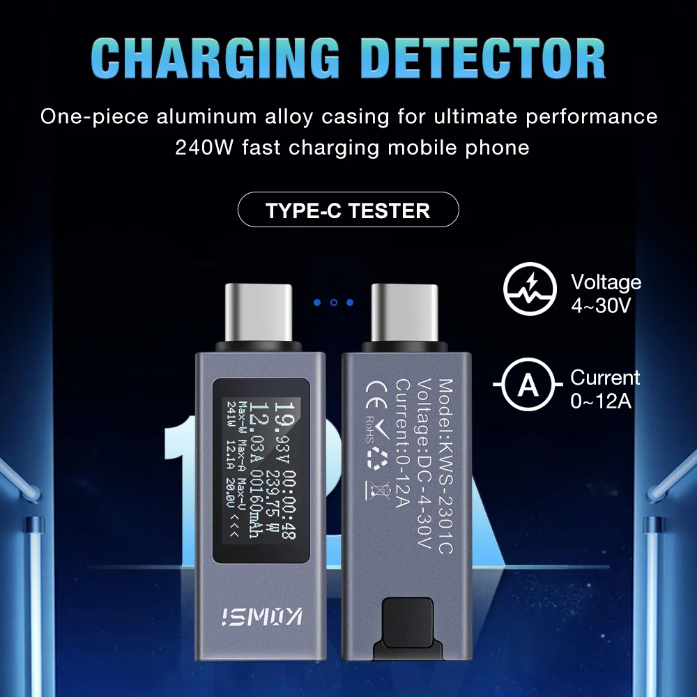 kws-2302c-tipo-c-medidor-de-energia-de-tensao-de-corrente-dc-4-30v-0-12a-testador-de-carregamento-de-telefone-celular-voltimetro-banco-carregador-indicador-amperimetro