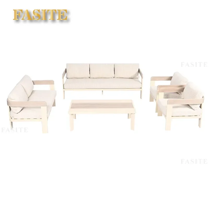 For Outdoor Patio Aluminum Alloy Sofa and Coffee Table Set Sunroom Courtyard Real Estate Leisure Furniture Durable Weather