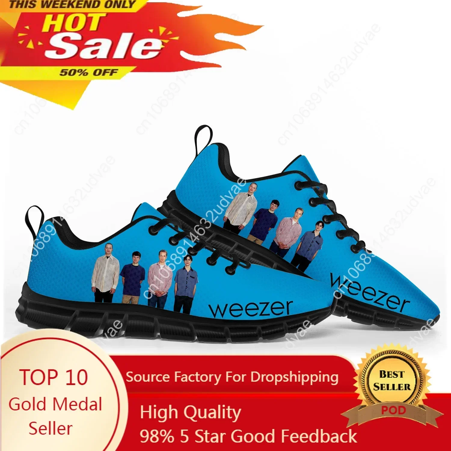 

Weezer Sports Shoes Mens Womens Sneakers Pop Rock Band Like Casual High Quality Couple Custom Made Shoes Black