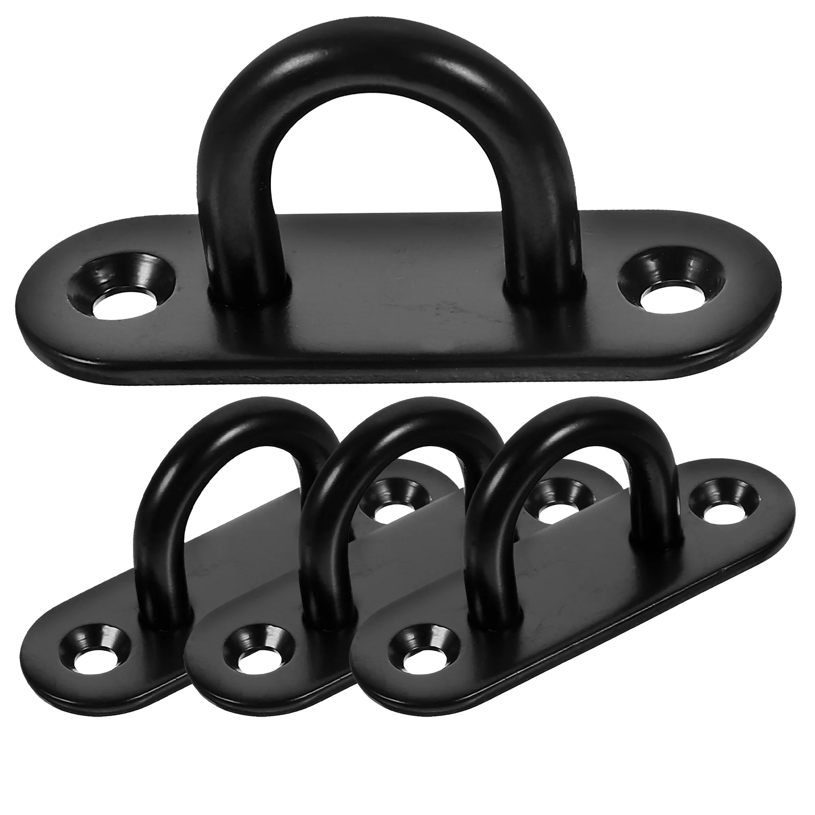 4 Pcs Black Hooks for Hanging Pad Eyes Plate Stainless Steel Ceiling Fixed Heavy Duty Wall Mounted