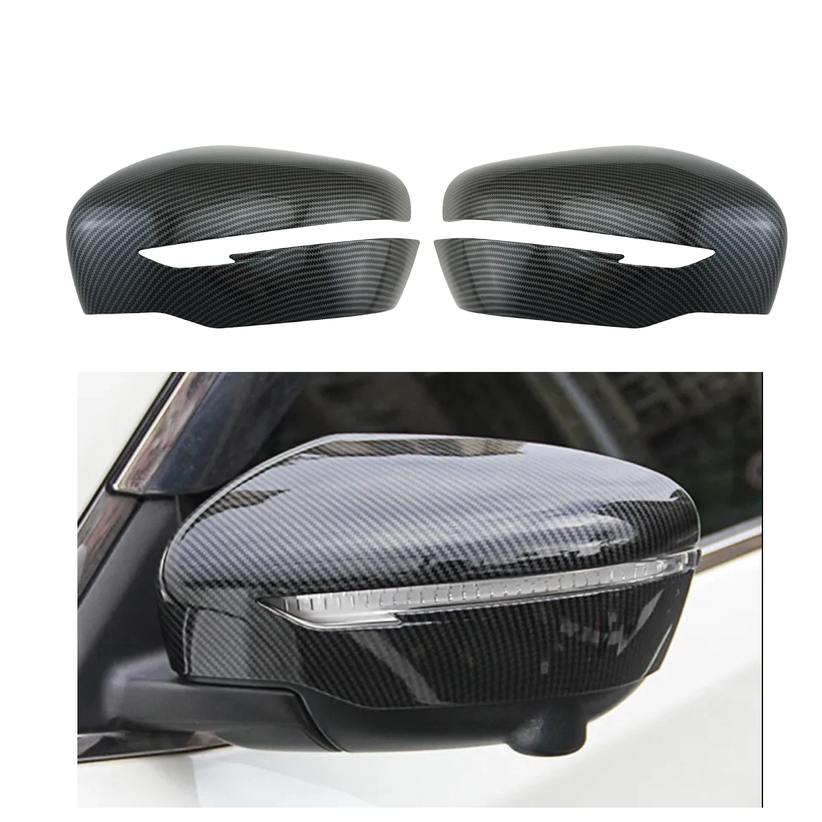 

For Nissan Rogue Sport Qashqai X-Trail 2015 - 2019 Car Carbon Accessories Side Door Mirror Covers Trim Paste Style