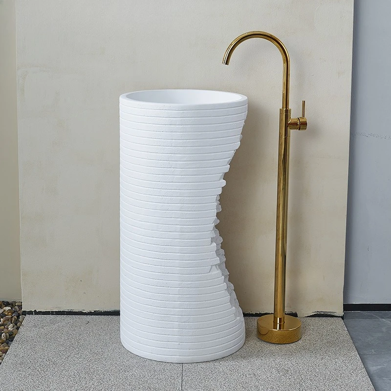 Artificial stone pillar basin Floor-to-ceiling wash basin Column Bathroom Personalized washbasin
