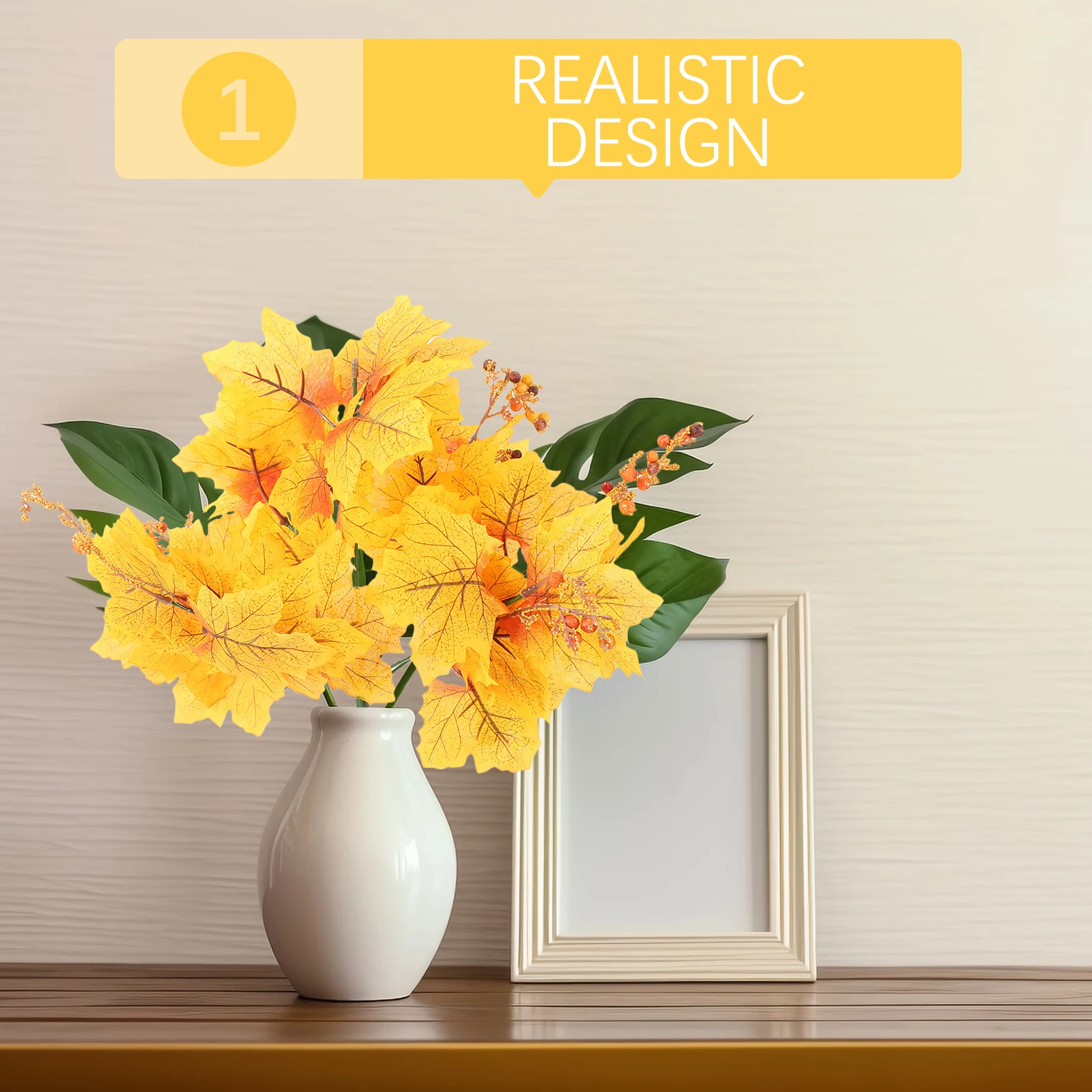 

Simulated Maple Leaves Artificial Branches Delicate naments Lifelike Decorations Vase Flowers Arrangement Desktop Office Stress