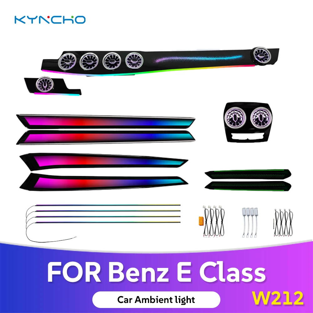 KYNCHO LED Car Ambient Light Kit for BENZ E CLASS W212 64 Colors RGB Bluetooth App Control Auto Interior Lighting OEM ODM