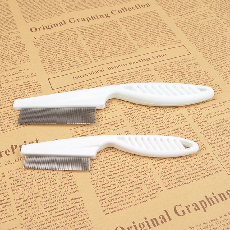 Peine de eliminación de Piojos para perros y gatos, peine de acero inoxidable con cabeza de Metal, antipulgas y dientes densos, herramienta de limpieza del pelo de mascotas