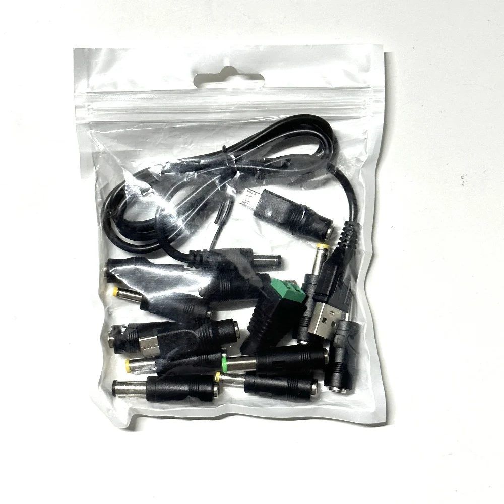 Universal USB to DC Power Cable Cord 5.5x2.1mm Jack With 13 Interchangeable Plug Adapter Micro USB Type-C