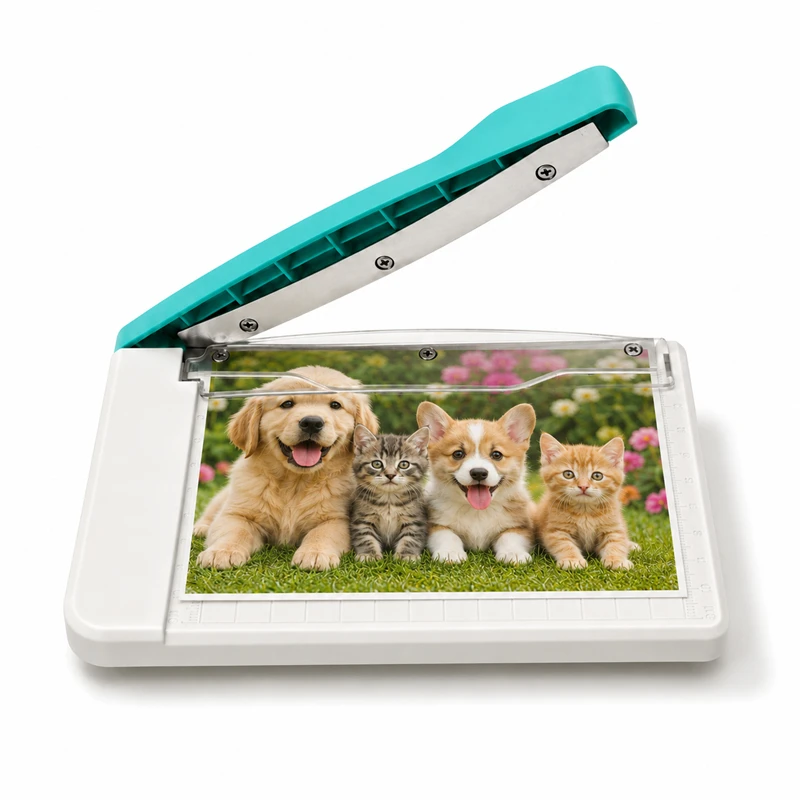 Mini Paper Cutter Trimmer, Stainless Steel Blade Safe Transparent Cover for Photos, Scrapbooking & Journal DIY Craft Cutter