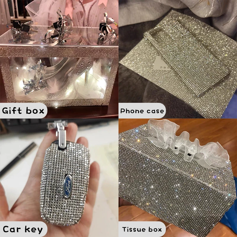 1pcs Rhinestone Crystal Sticker Glitter Diamond Vinyl Films Wrap Body Car Sticker Auto furniture decoration Protection Accessory