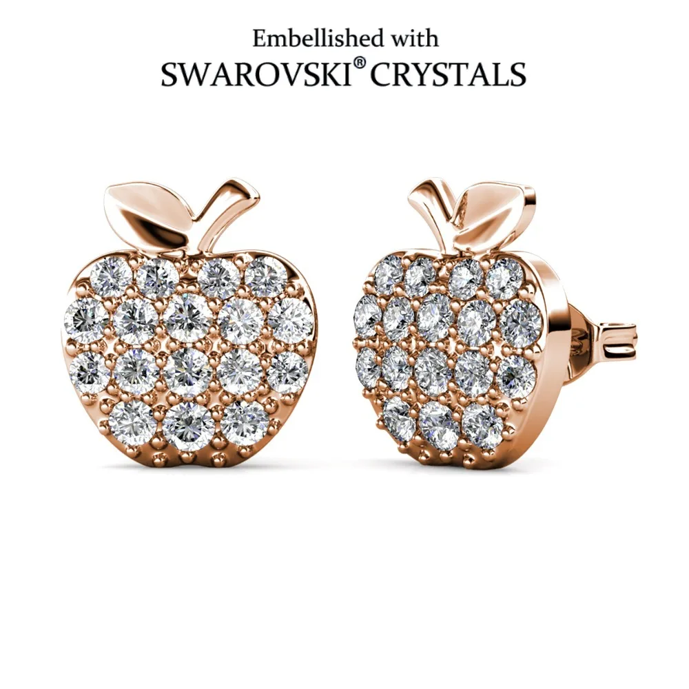 

Daisini Серьги-гвоздики Apple из качественной латуни с покрытием из белого золота 18 карат, украшенные премиальными кристаллами Swarovski для женщин