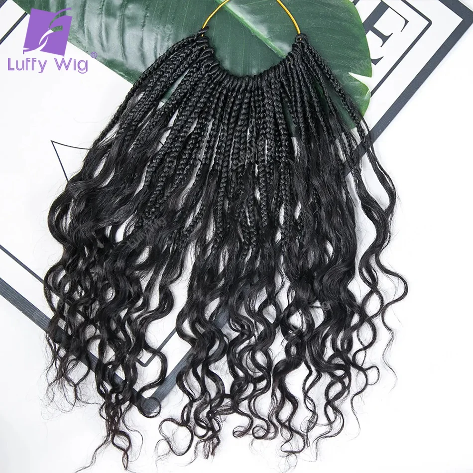 Crochet Boho Box Box Braids with Deep Wave Human Hair Curls Pre Looped Braiding Hair Extensions For Black Women Pre Braided