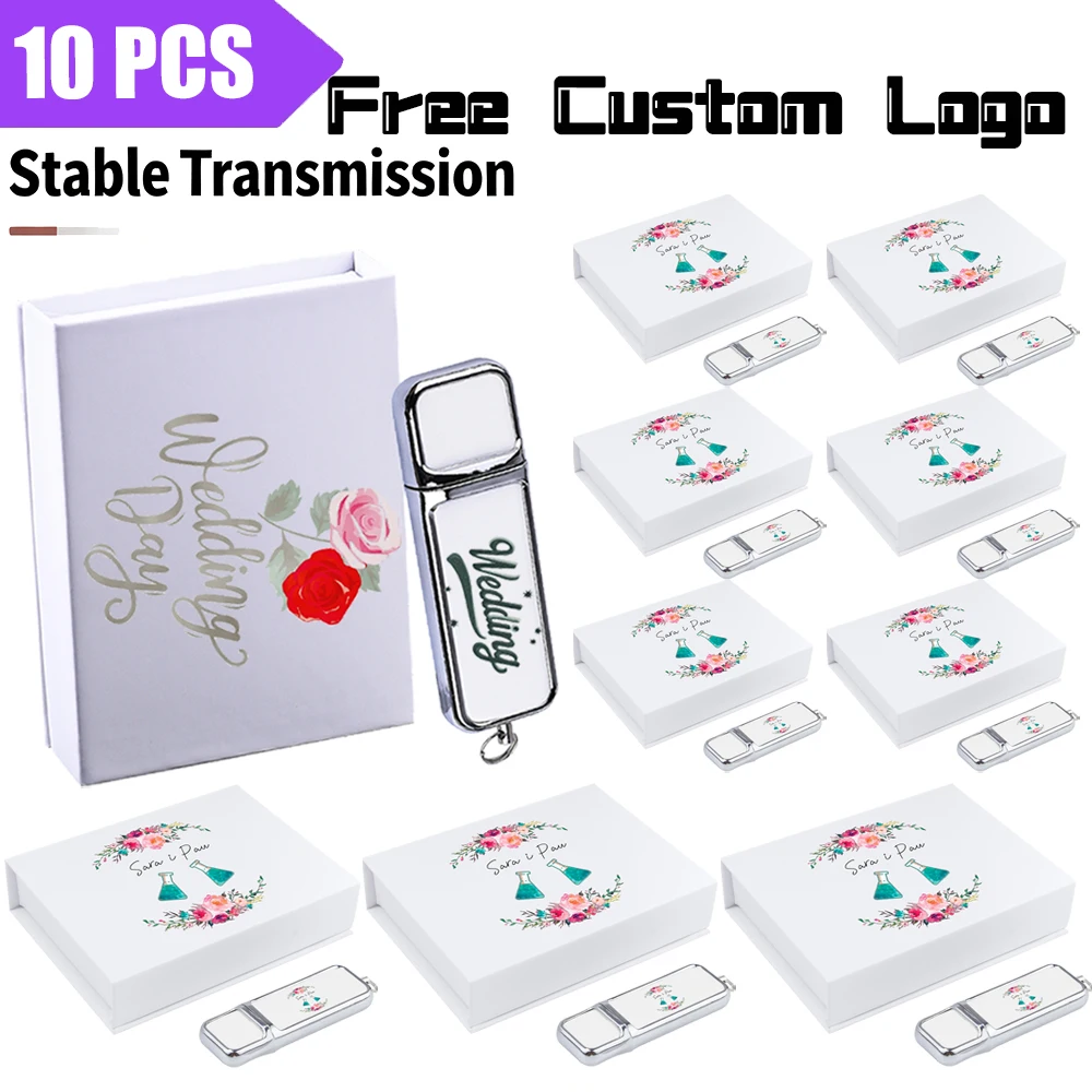 

10 PCS/Lot Free Color Printing LOGO USB Flash Drive 128GB Wholesale Leather Pen Drive 64GB Real Capacity Memory Stick 32GB 16GB