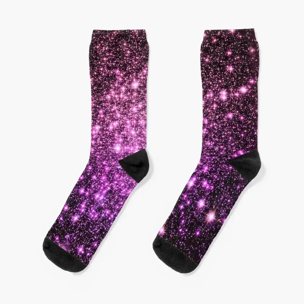 

Galaxy Sparkle Stars Pink Purple Ombre Socks Christmas Running hip hop designer brand Socks For Girls Men's