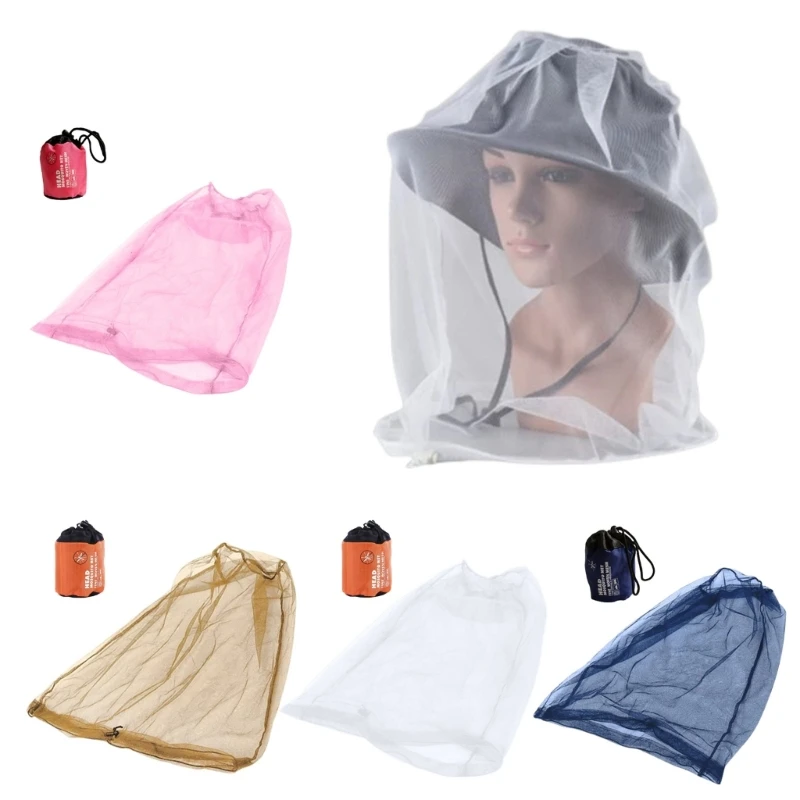 Mosquito Head Net Fine Mesh Insect Netting Head Net Hat Anti-Mosquitos Fishing Mesh Camping Durable Protective Cover