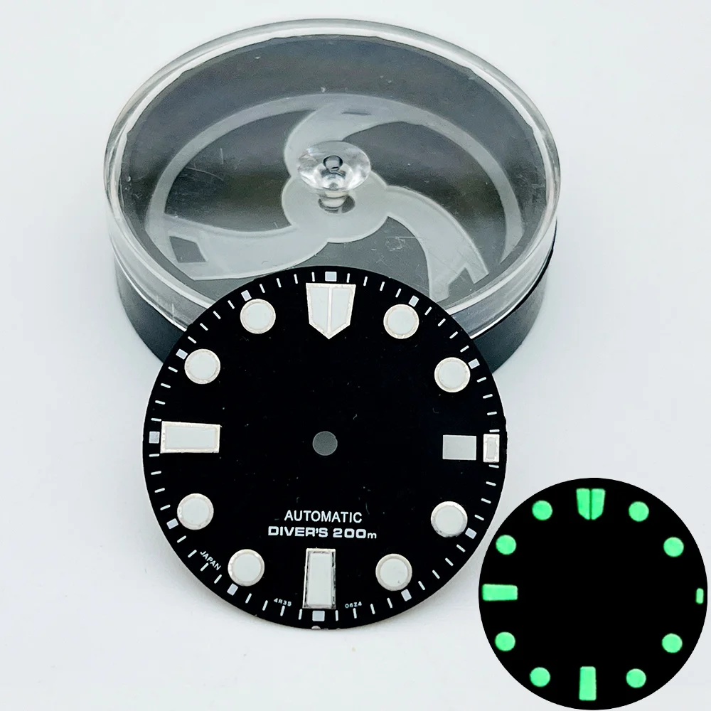 Customized Dial 28.5mm Dial Fit NH35 NH36 Movement SKX007 SPRD 6105 Turtle Tuna Samurai Case Green Luminous Watch Dial Parts - view 4
