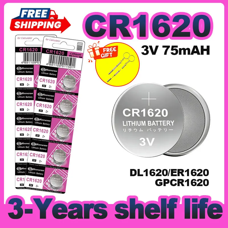 

CR1620 3V Lithium Button Battery 2-10PCS Coin Cell for Car Key Fob Remote Watch Calculator Toys