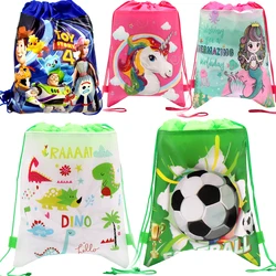 1pcs/lot Soccer Toy Story Unicorn Dinosaur Mermaid Theme Mochila Non-woven Fabrics Drawstring Party Gifts Bags Decora Backpack