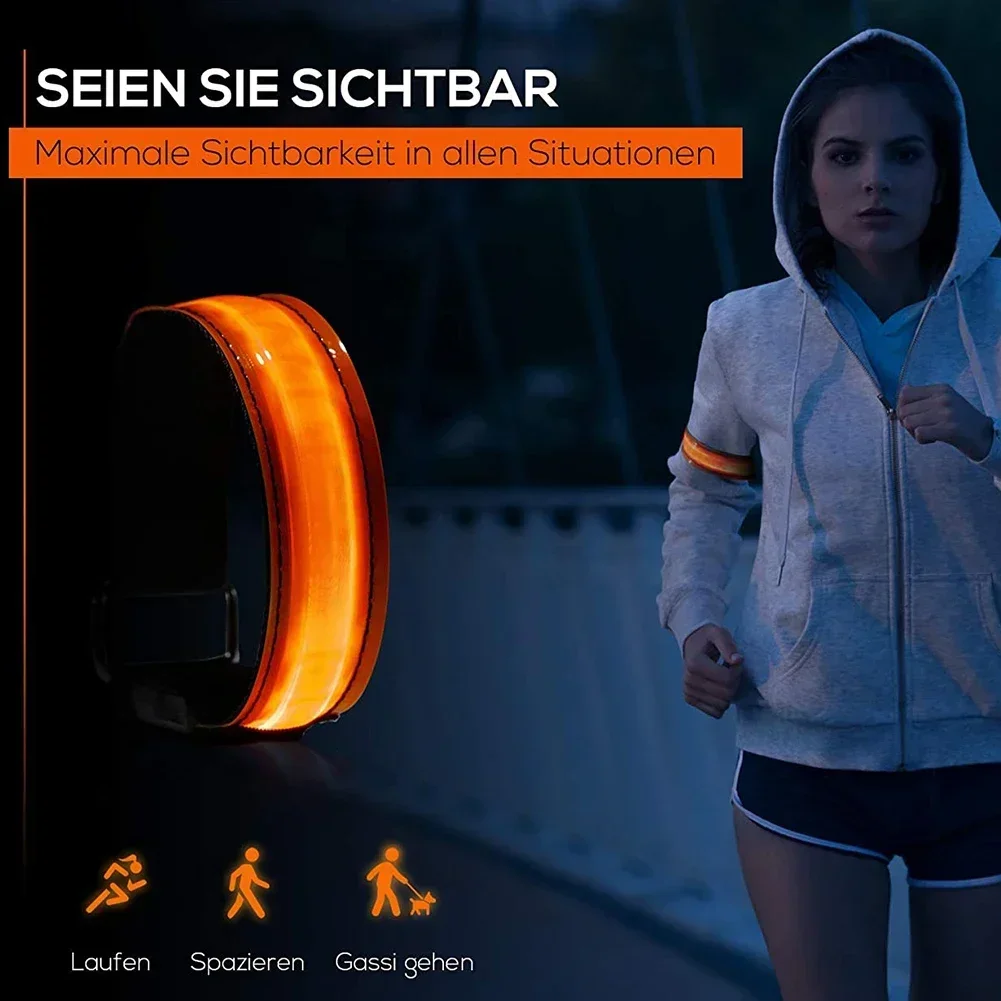 USB Rechargeable LED Night Running Armband Light Safety Belt Warning For Outdoor Sport Cycling Bike Leg Bracelet Kit Set