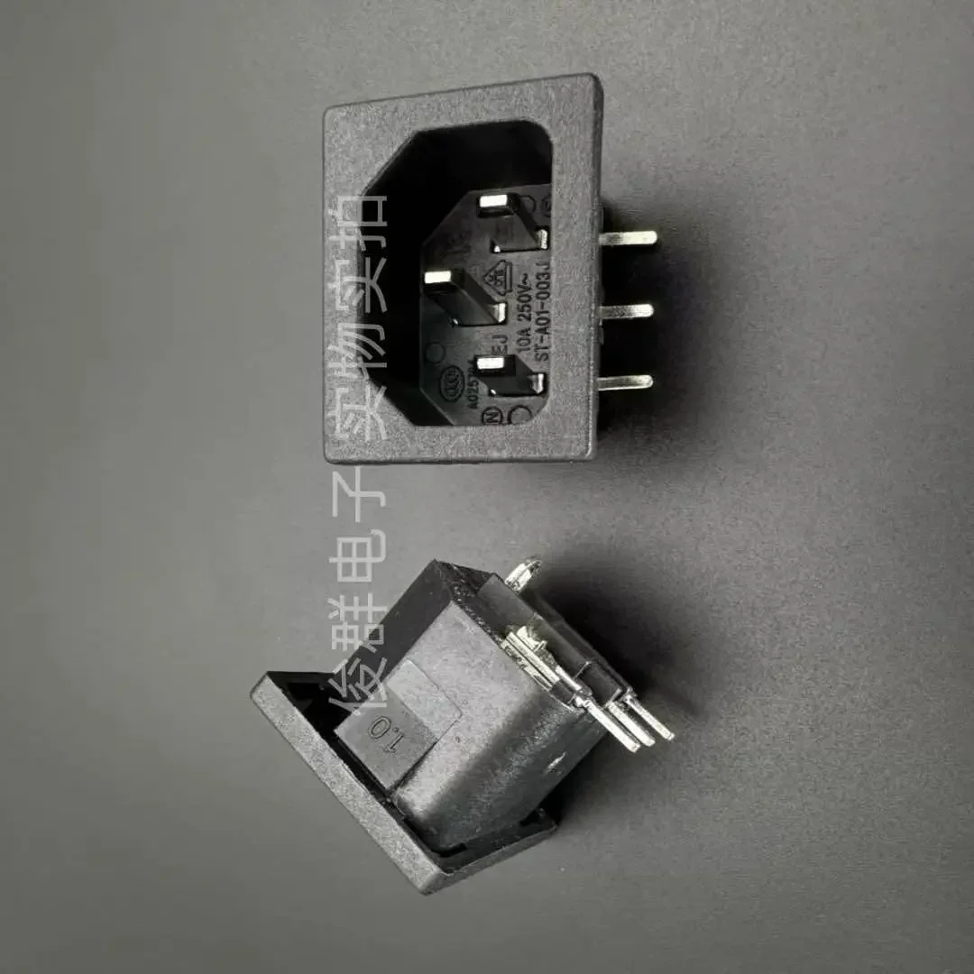 10pcs/ ST-A01-003J power socket 1.0 card AC male seat 3 feet with grounding 15A250V