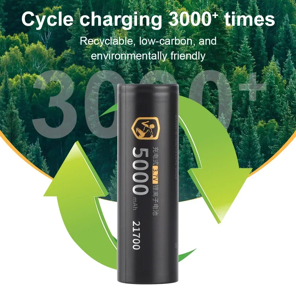 DLGPOWER 21700 3.7V 5000mAh Rechargeable Li-Ion Battery with Smart Charger Flashlight High Power Electrical Tools Battery Pack
