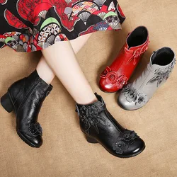 Xiuteng Women's Boots Genuine Leather Shoes 2023 Fashion Winter Shoes Non-Slip Bottom Women Real Leather inside Plush Boots Gift