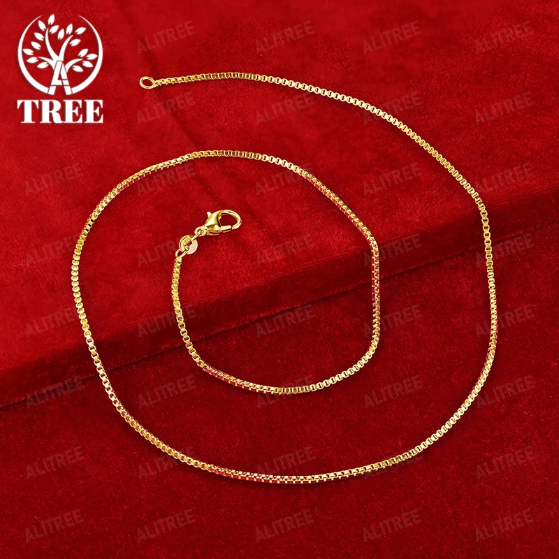 

16/18/20/22/24/26/28/30 Inch Chain 18k Gold Box Chain Necklace Women Party Simple Nice Jewelry Birthday Gift Accessories