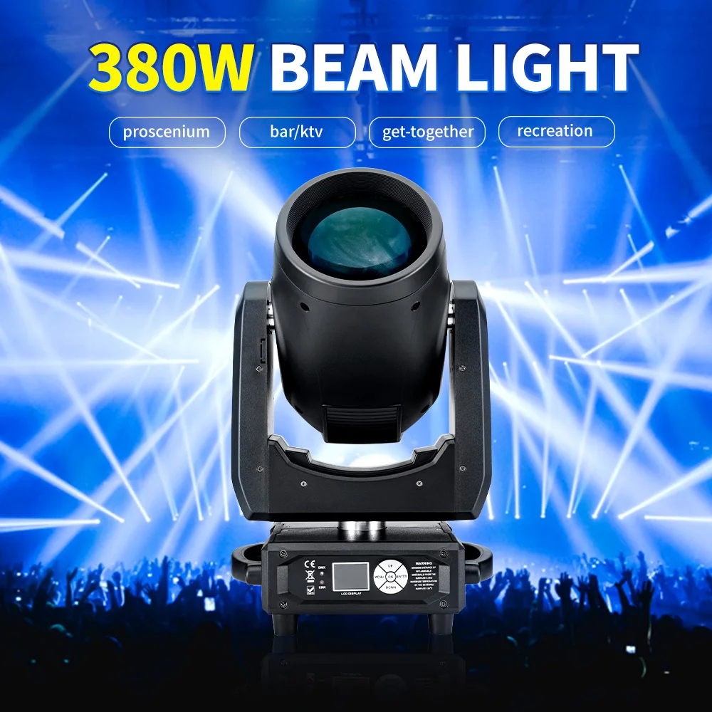 Cabeça móvel com feixe ultra-afiado de 380 W – Sky Light DMX, IP33 para palco e eventos internos