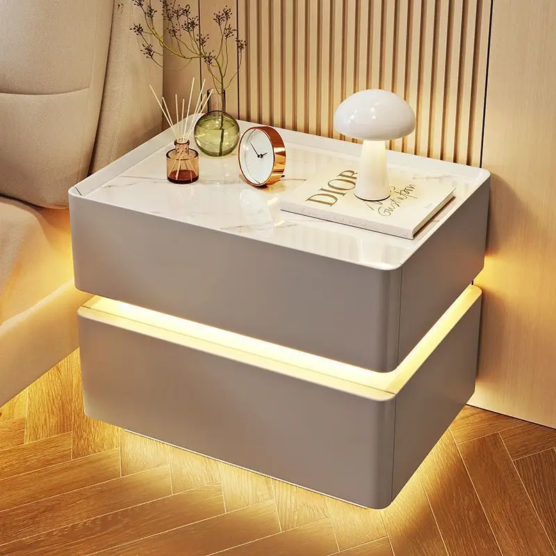 طاولة بجانب السرير الذكية المخصصة بالجملة مع شحن لاسلكي وإضاءة LED بتصميم حديث لاستخدام غرفة النوم والشقة #5