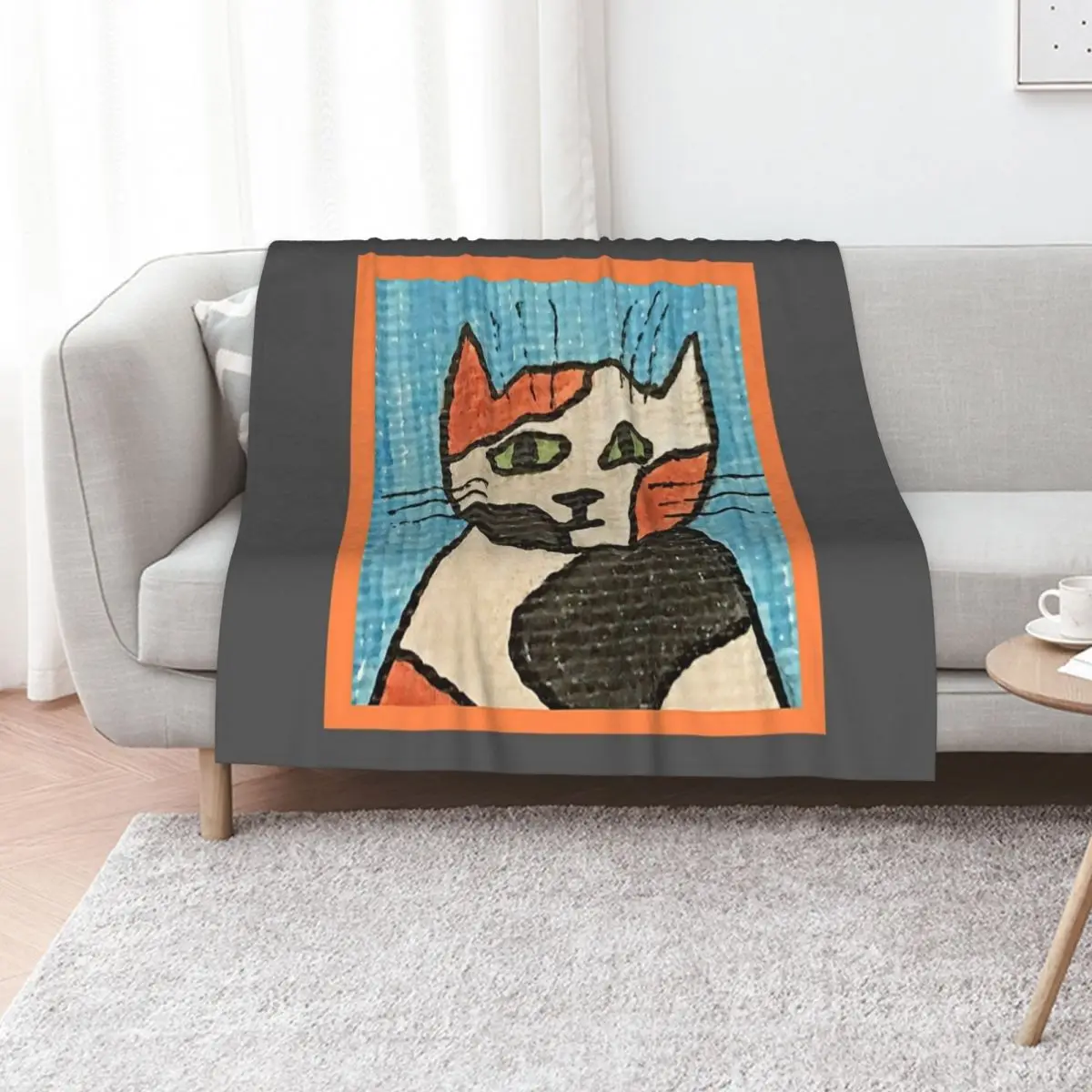 Whimsical Cat Portrait #13 Throw Blanket bed plaid Bed linens Cute Decoratives Soft Beds funny gift Blankets