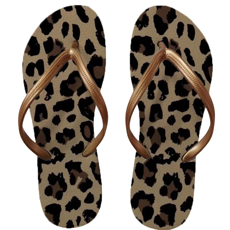 2023 leopard print beach niche versatile  design style trendy women's non-slip wear-resistant breathable comfortable flip-flops