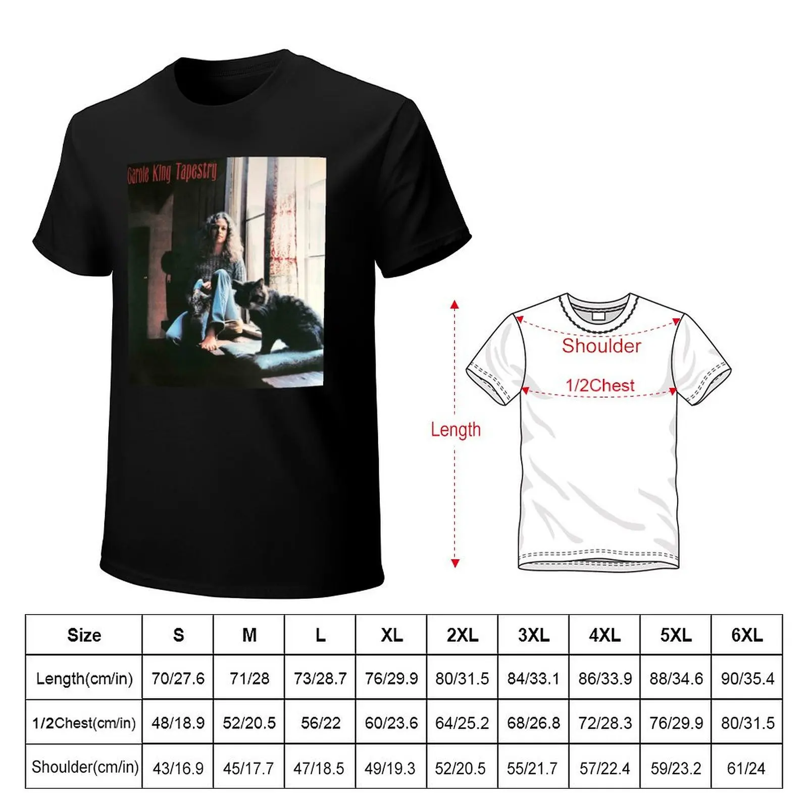 Carole 1971 Tapestry Vinyl T-Shirt Light Athletic Short Sleeve Tee Shirt