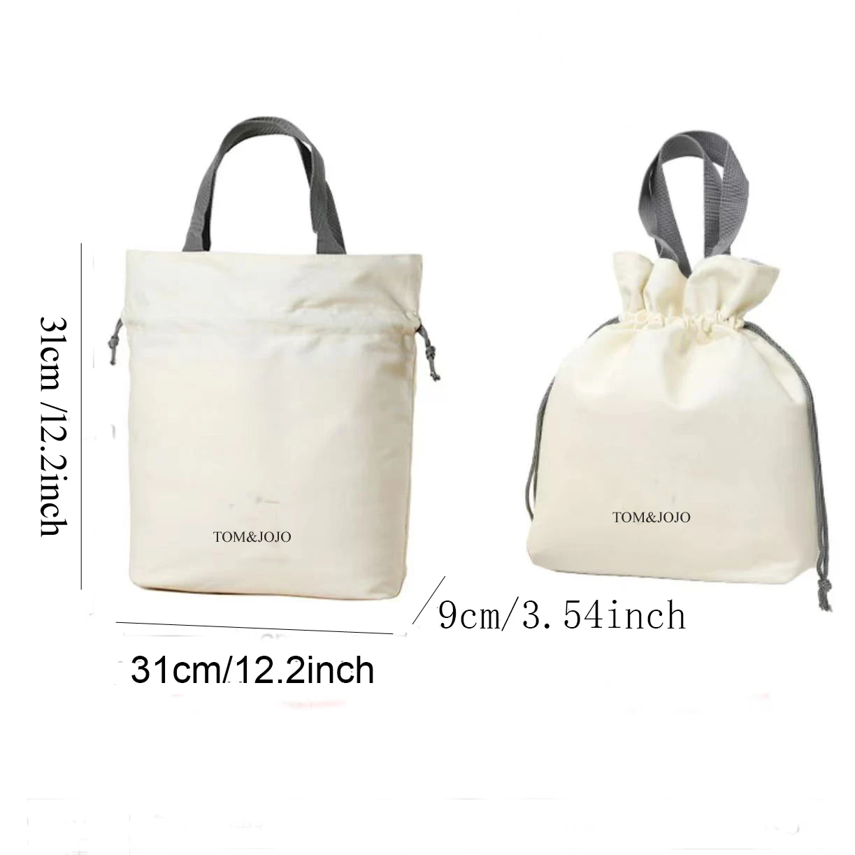 Cotton Drawstring Lunch Bag Reusable Lunch Bag Large Foldable Portable Insulated Handbag Tote bag For Work Picnic Or Travel