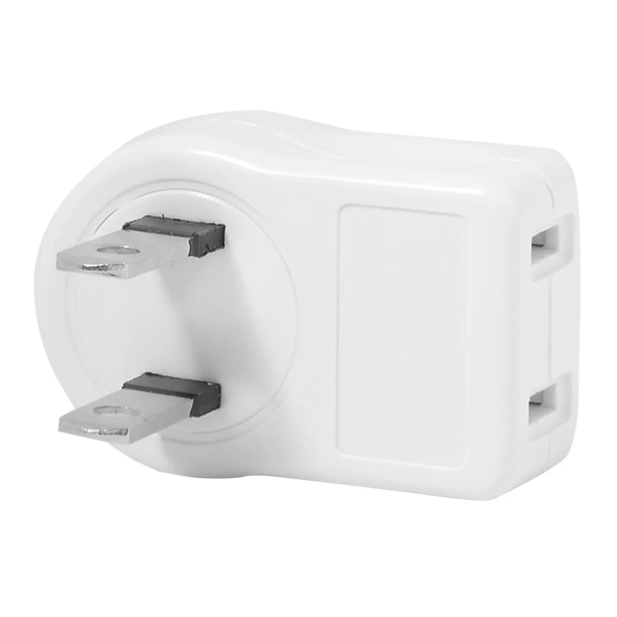 90 Degree Angled NEMA 1-15P USA Outlet Saver Power Extension Adapter 2-prong 2 Outlets