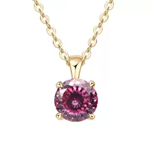 Classic Yellow Gold Cubic Zirconia Pendant 18K Silver Plated - Gold 100Cut Pink