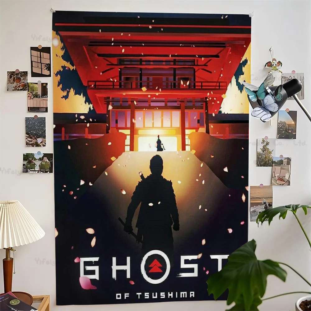 G-Ghost-of T-Tsushima Hippie Wall Hanging Tapestries For Living Room Home Dorm Decor Art Home Decor