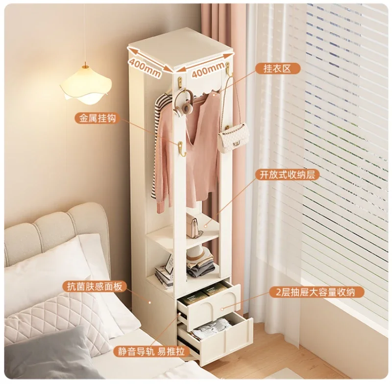 

Floor Rotatable Mobile Home Retractable Dressing Mirror Coat Rack Multi-Functional Integrated