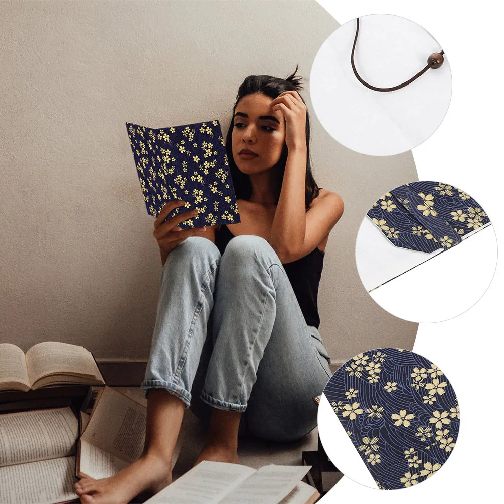 A6 Decorative Book Sleeve Gold Foil Printed Fabric Cover Reusable Protective Book Cover for Hardcover Textbooks