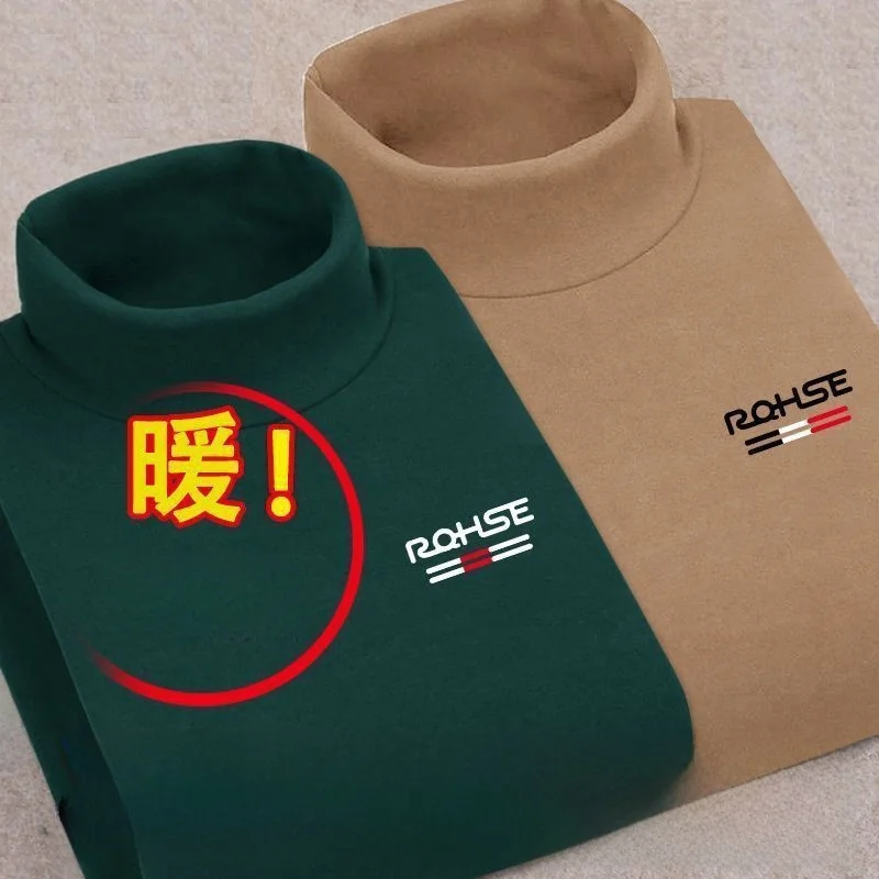 Thickened Fleece Warmth Men's Long Sleeve Thermal Underwear Base Layer Top High Collar De Half High Neck T-Shirt for Autumn W...