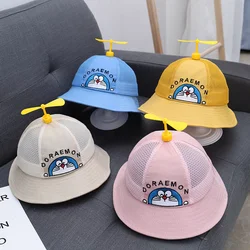 New Doraemon Kids Bucket Hat Cute Cartoon Anime Child Beach Round Cap Full Fabric Kuromi  Fashion Trend Bamboo Dragonfly Gift