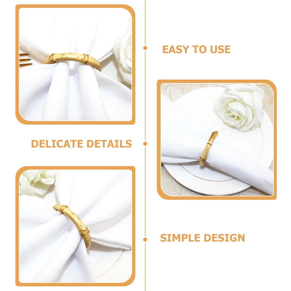 

4pcs Bamboo Napkin Rings H made Decorative Buckles For Wedding Party Dining Table Hotel Bar Cafe Valentine Day