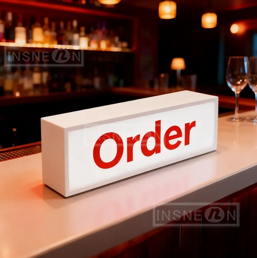 

Custom Tabletop Light Box Sign Personalized Small LightBox Business Customizable Text Slogan Logo Shop Decoration Signage Add