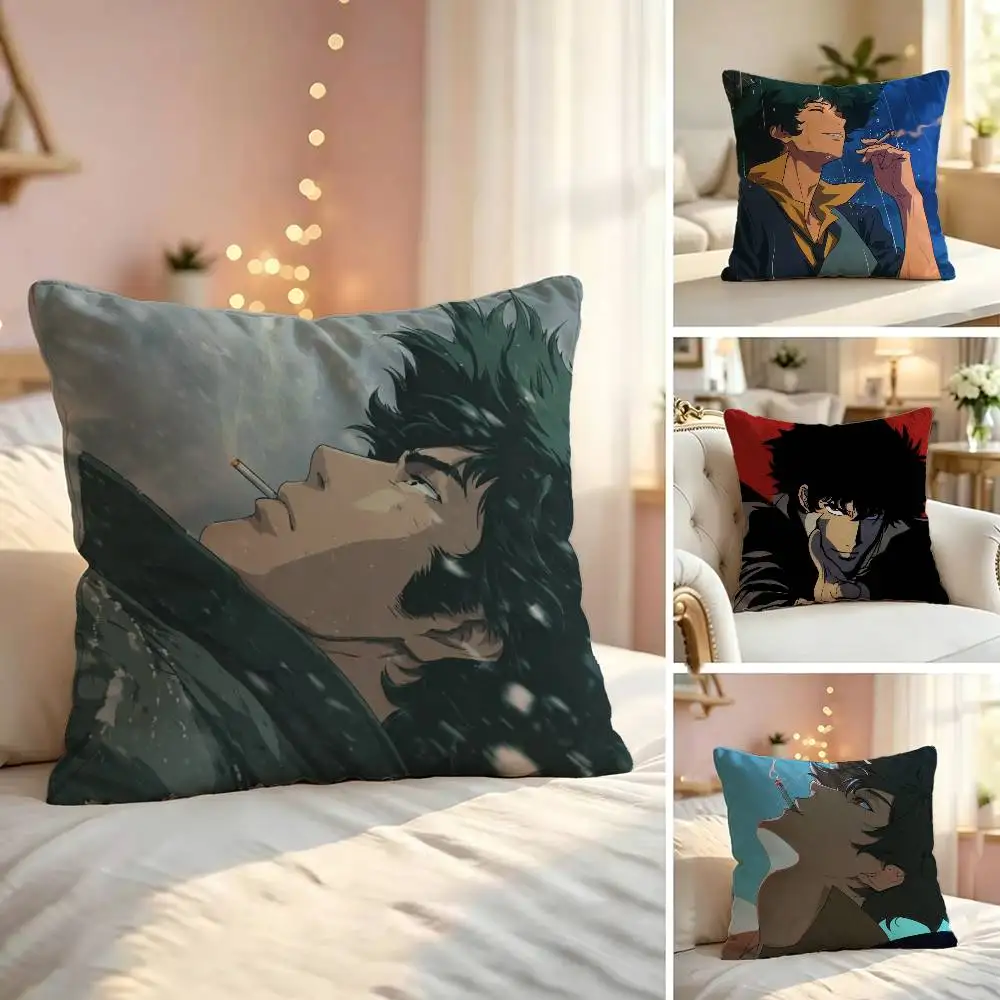 Cowboy Bebop Square Double-Sided printed Pillow Case Bedroom Bedside Pillow Sofa Cushion Cover